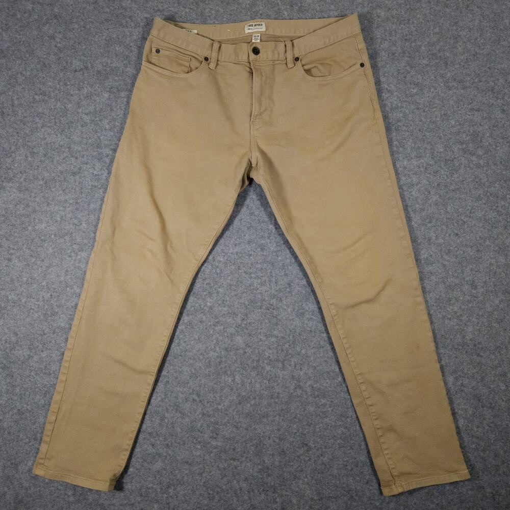 TODD SNYDER Slim Fit 5-Pocket Chino Men's Size 34x30 Selvage Stone-Colorway Twil